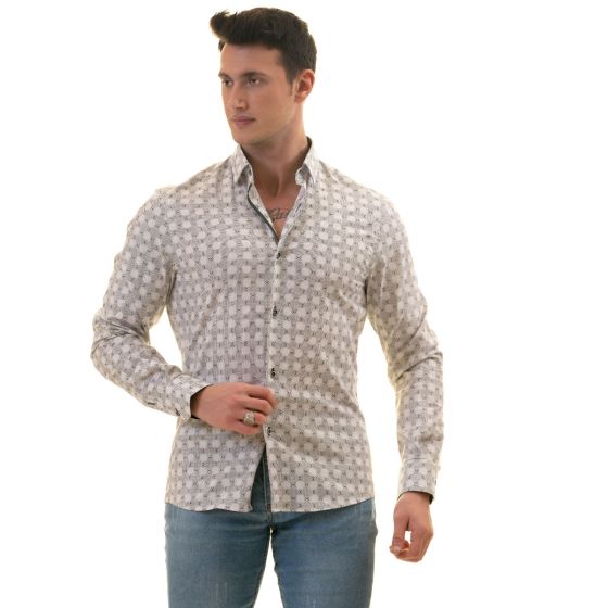 Gravity by Statement Men's Outlet Long Sleeve 100% Cotton Shirt - Stylish Patterns