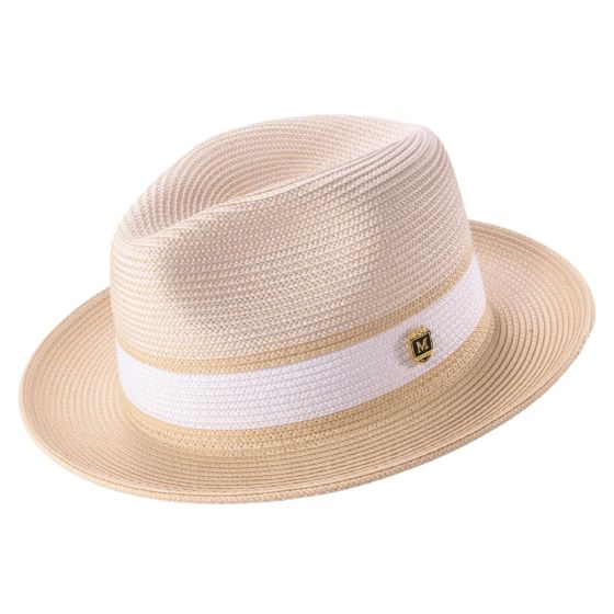 Montique Men's Fedora Style Straw Hat - Accent Stripe