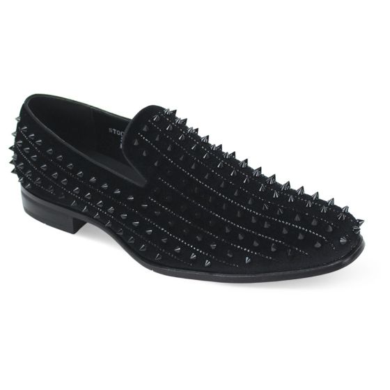 After Midnight Men's Velvet Dress Shoes - Spikes and Studs