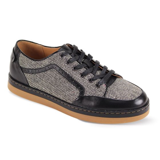Giovanni Men's Leather Sneaker Style Shoe - Tweed Accents