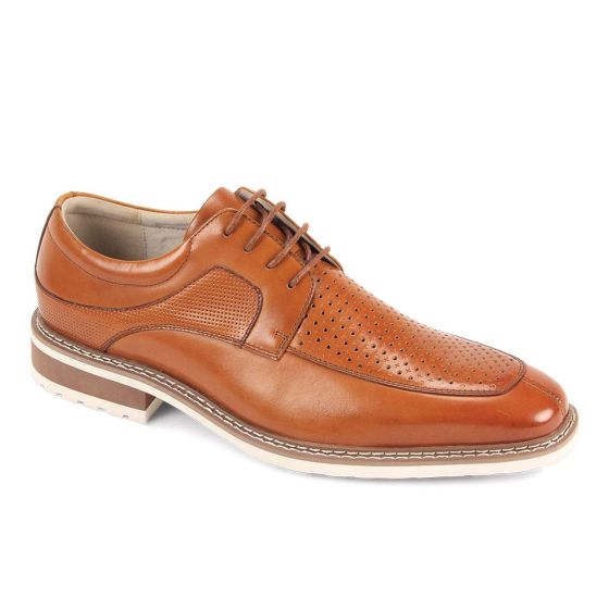 Tan Dress Shoes for Men Derby Style Shoe Moc Toe Shoes