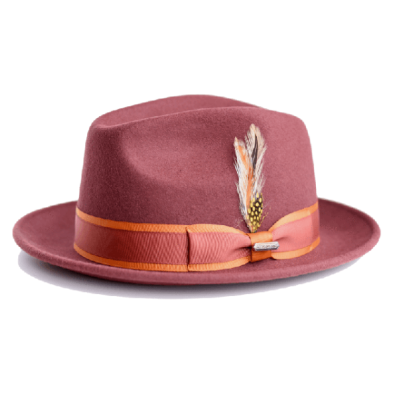 Steven Land Men's 100% Wool Fedora Hat - Triple Stripe Band