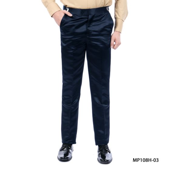 Tazio Men's Slim Fit Tuxedo Pants - Shiny Satin