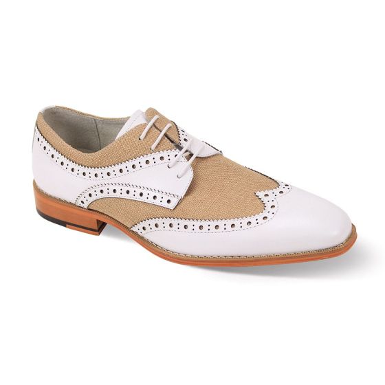 Giovanni Men's Leather Dress Shoe - Fabric Accent 