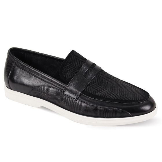 CCO Men's Leather Casual Shoe - Chevron Pattern