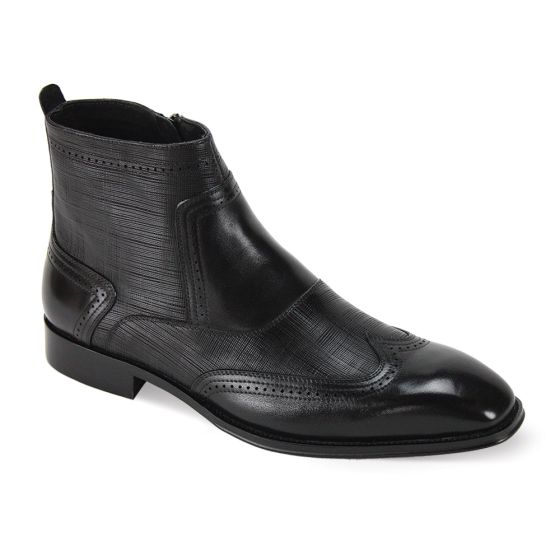 Giovanni Men's Outlet Leather Dress Boot - Textured Panels 