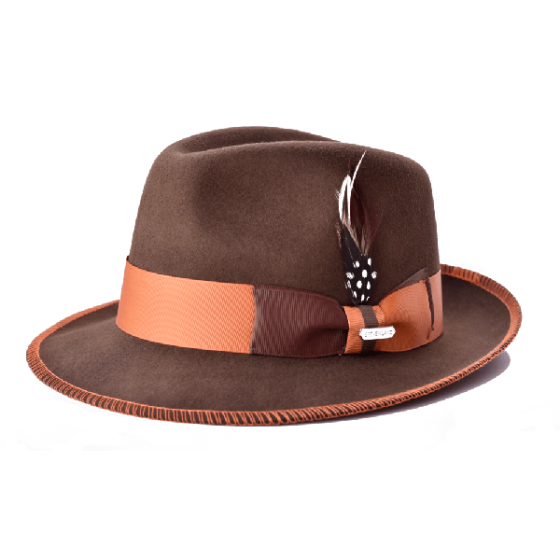 Steven Land Men's 100% Wool Fedora Hat - Accented Trim