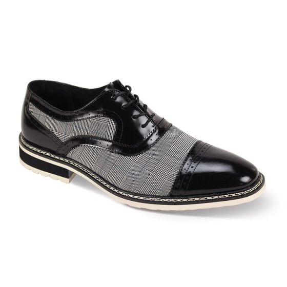 CCO Men's Leather Dress Shoe - Plaid Accent Panel