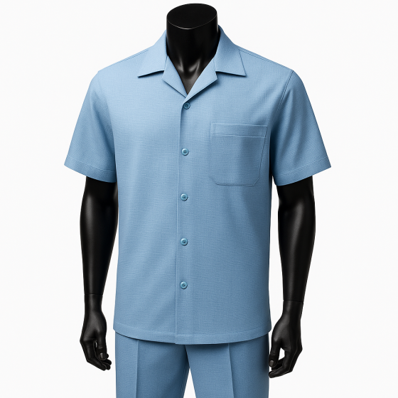 Men’s Houndstooth Walking Suit by Dreams by Zacchi – 2 Piece Lei sure Set in Skyblue- $99