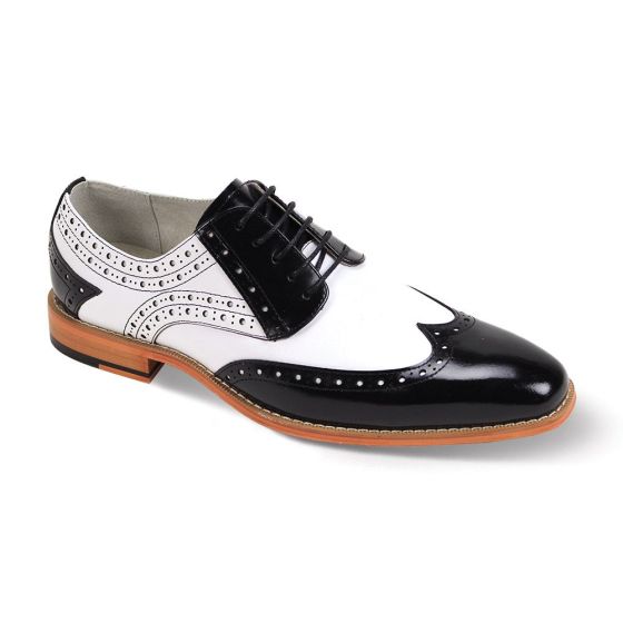 Black and White Wing Tip Shoes Men's Dress Shoes