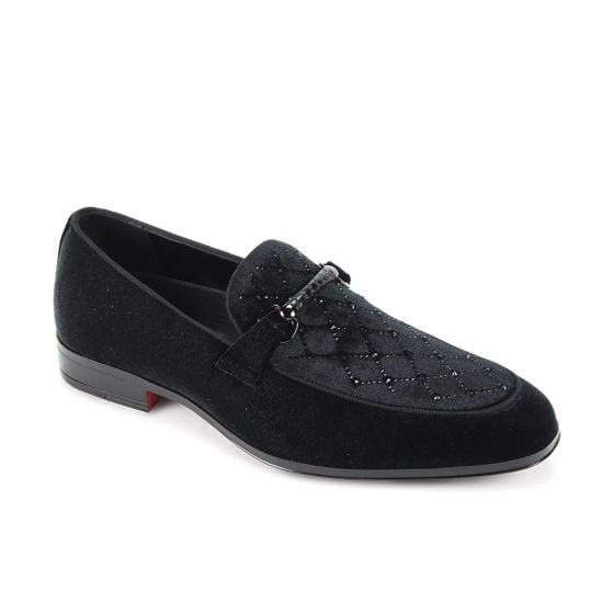 CCO Men's Outlet Velvet Fashion Dress Shoe - Rhinestone Loafer