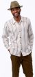 Olive Stripe Shirt Men's Long Sleeve Walking Suit