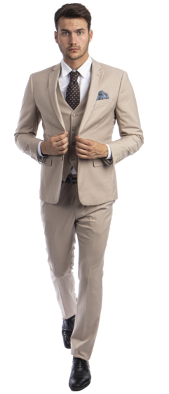 CCO Men's Outlet 3 Piece Skinny Fit Suit - Notch Lapel
