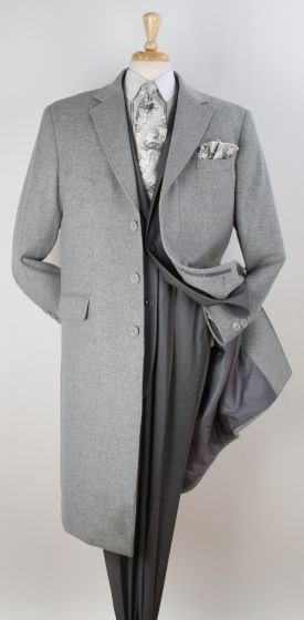 Apollo King Men's Outlet 100% Wool Full Length Length Top Coat - Hidden Button