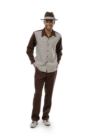 CCO Men's 2 Piece Long Sleeve Walking Suit - Textured Plaid