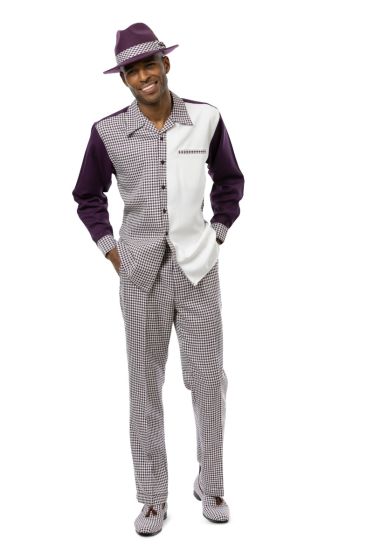 CCO Men's 2 Piece Long Sleeve Walking Suit - Checker Pattern