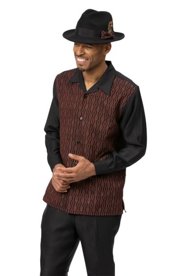 Rust Trimmed Men's Long Sleeve Walking Suit