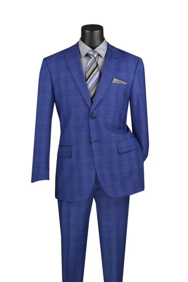 Vinci Men's 2 Piece Wool Feel Executive Suit - Peak Lapel
