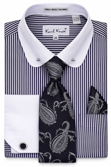 dress shirt collar bar Androgynous Coastal Blue Banded Linen Short Sleeve cotton blend (65% Polyester / 35% Cotton) Mens Shirt Collar Bar: Silver