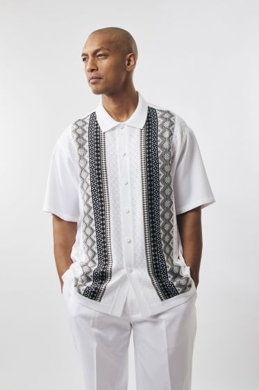 Silversilk Men's 2 Piece Short Sleeve Walking Suit - Knitted Pattern