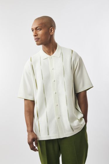 Silversilk Men's 2 Piece Short Sleeve Walking Suit - Subtle Stripe