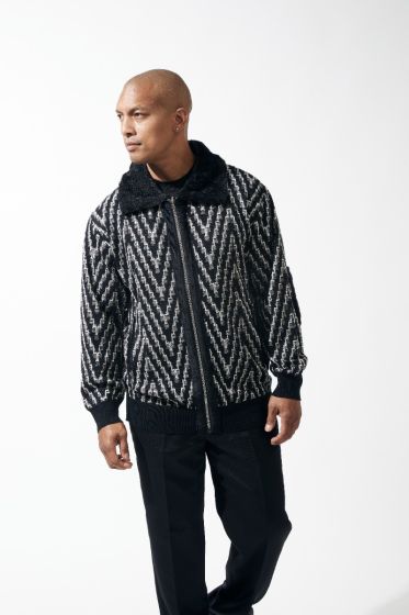 Silversilk Men's Sweater - Two Tone Zigzag