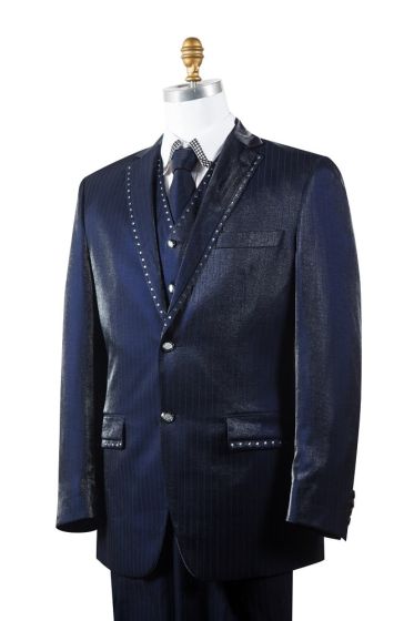 Canto Men's Outlet 3 Piece Fashion Suit - Rhinestone Accents