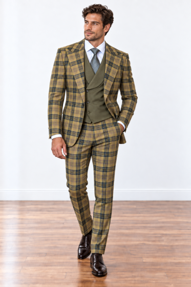 Bronze Men's Suit Men Double Breasted Vest