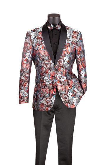 Vinci Men's 2 Button Sport Coat  - Floral Tri-Color