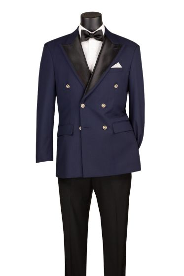Navy Blazer Double Breasted Sport Coat Peak Lapel