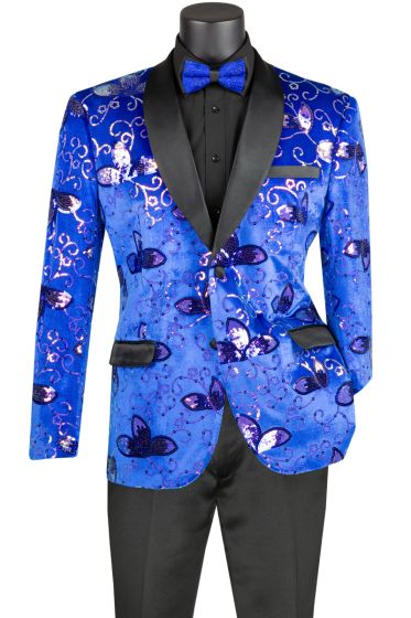 Blue Sports Jacket Mens Blazer Fancy Fabric
