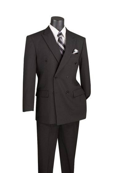 CCO Men's 2 Piece Poplin Double Breasted Outlet Solid Suit