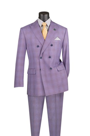 CCO Men's Outlet 2 Piece Double Breasted Suit - Fashion Glen Plaid