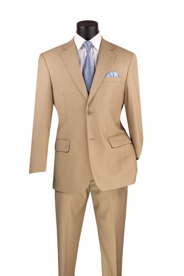 Vinci Men's 2 Piece Wool Feel Executive Suit - Adjustable Waistband