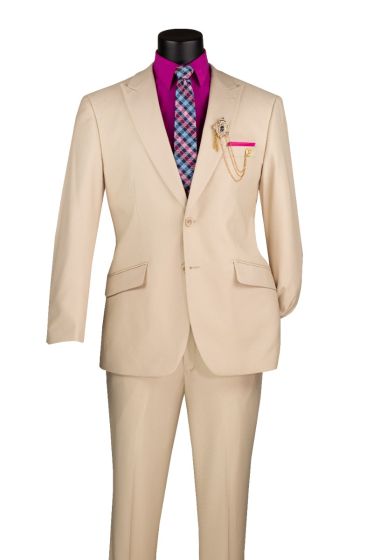 Vinci Men's 2 Piece Modern Fit Executive Suit - Pure Solid