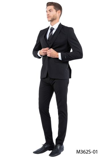 CCO Men's Outlet 3 Piece Slim Fit Suit - Solid Colors