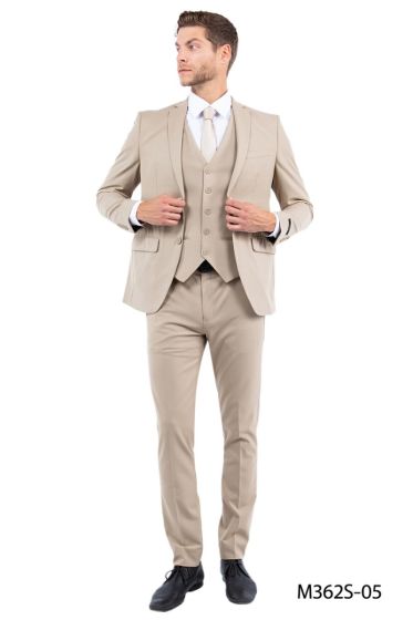 CCO Men's Outlet 3 Piece Slim Fit Suit - Solid Colors
