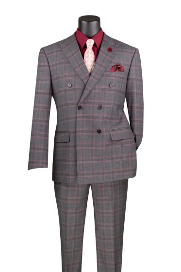 Vinci Men's 2 Piece Modern Fit Suit - Glen Plaid