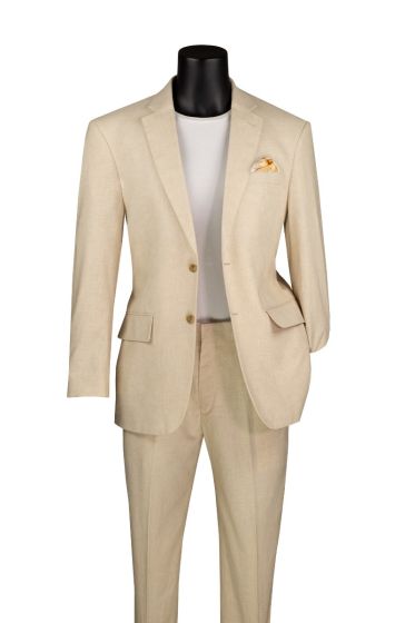 Vinci Men's 2 Piece Modern Fit Linen Suit - Light Colors