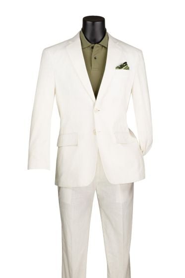 Vinci Men's 2 Piece Modern Fit Linen Suit - Light Colors