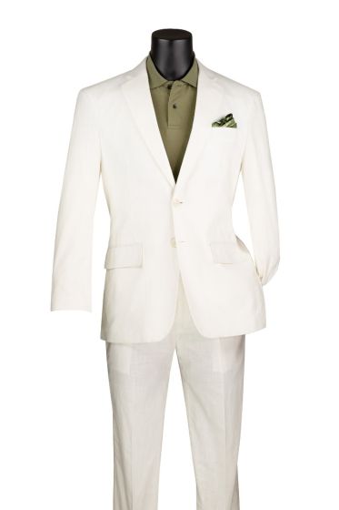 CCO Men's Outlet 2 Piece Modern Fit Linen Suit - Light Colors