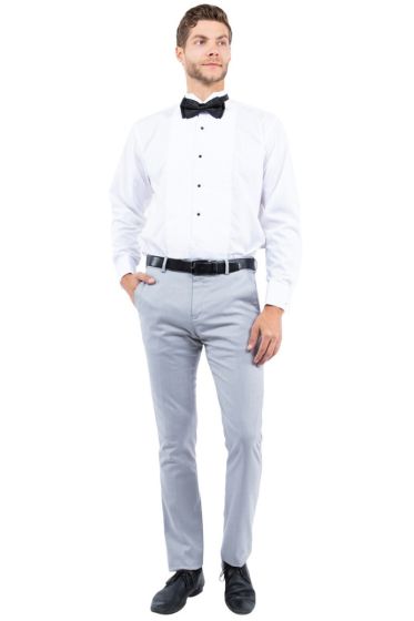 Zegarie Men's Modern Fit Tuxedo Pants - Side Satin Accent 