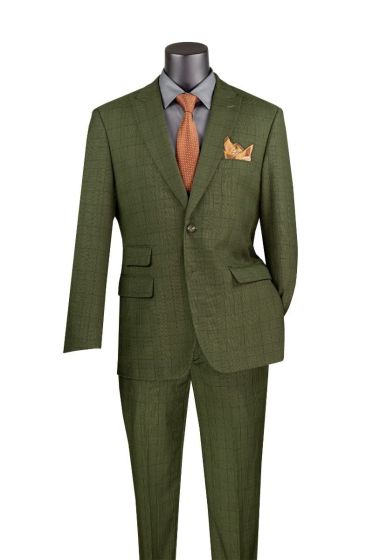 CCO Men's Outlet 2 Piece Modern Fit Suit - Light Windowpane