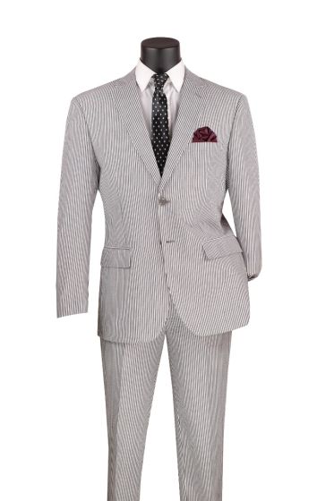 Vinci Men's 2 Piece Seersucker Suit - Notch Lapel