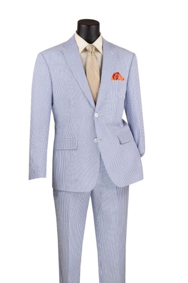 Vinci Men's 2 Piece Seersucker Suit - Notch Lapel