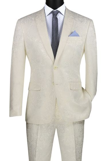CCO Men's Outlet 2 Piece Slim Fit Suit - Stylish Accented Patterns