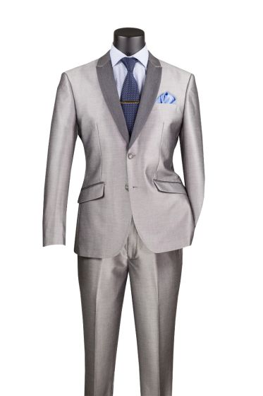 CCO Men's 2pc Sharkskin Slim Fit Outlet Suit - Shawl Collar