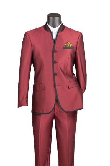 Vinci Men's 2 Piece Slim Fit Nehru Suit - Sharkskin