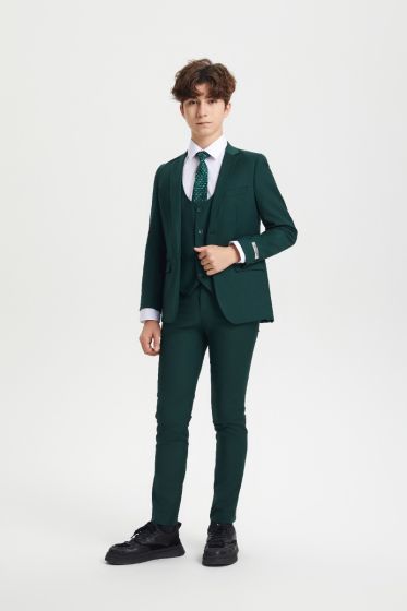 CCO Boy's Outlet 5 Piece Suit in Solid Colors - Varied Ties