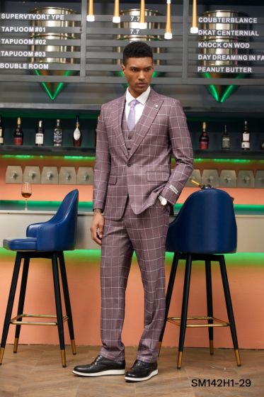 CCO Men's Outlet 3 Piece Hybrid Suit - Single Breasted Windowpane